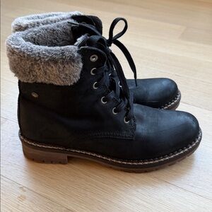 ❄️ Pajar Canada Black Ankle Faux Fur Lace-up Hiker Boots Size 10